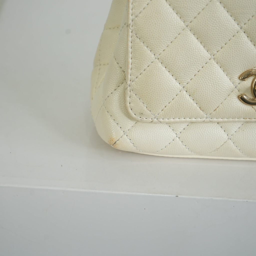 Chanel White Top Handle Caviar