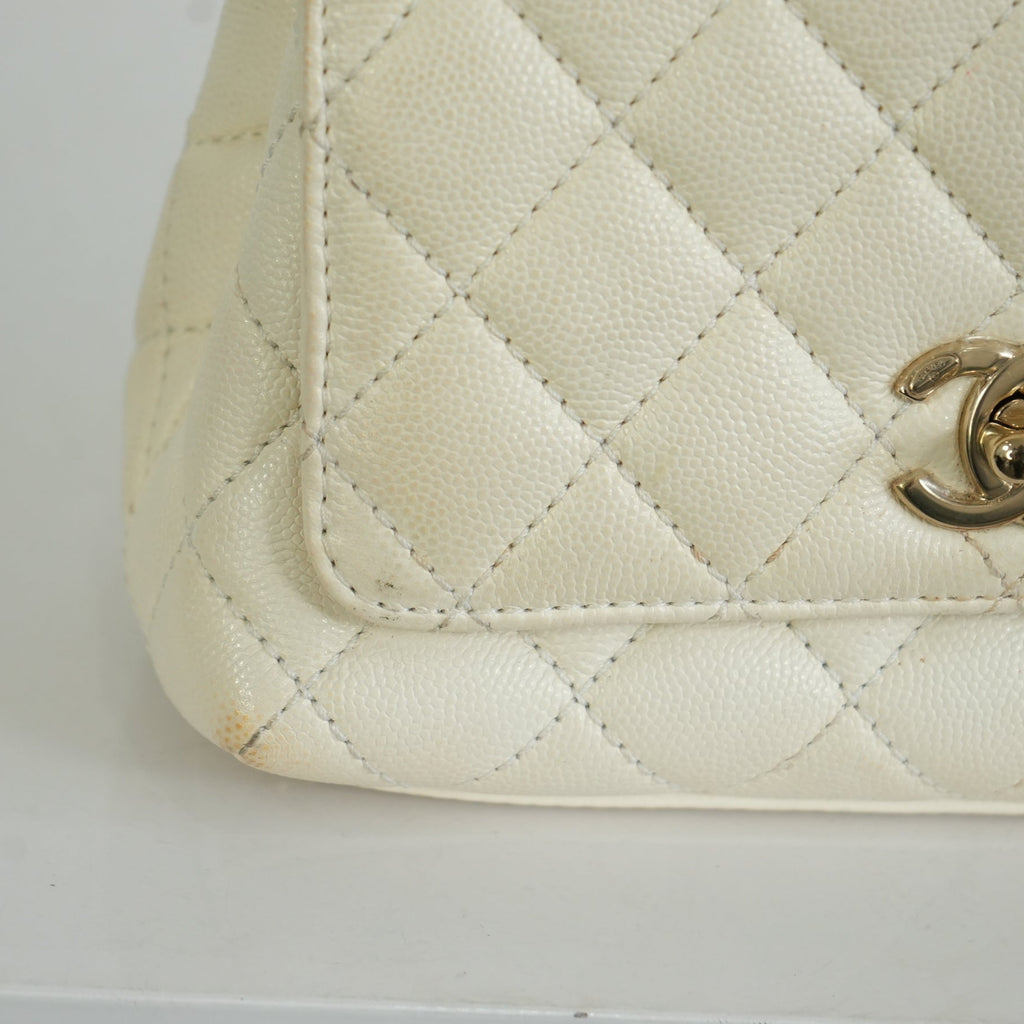 Chanel White Top Handle Caviar
