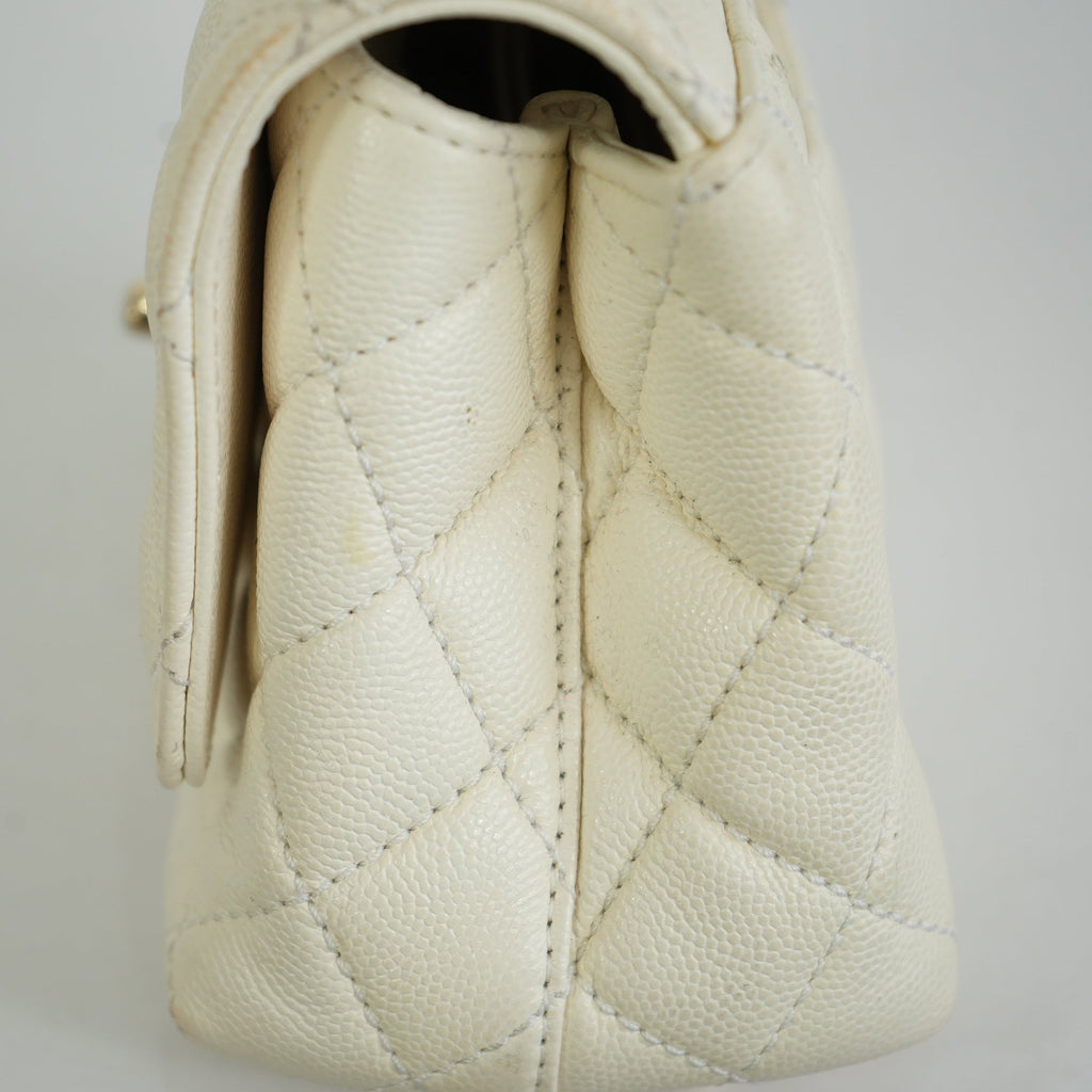 Chanel White Top Handle Caviar