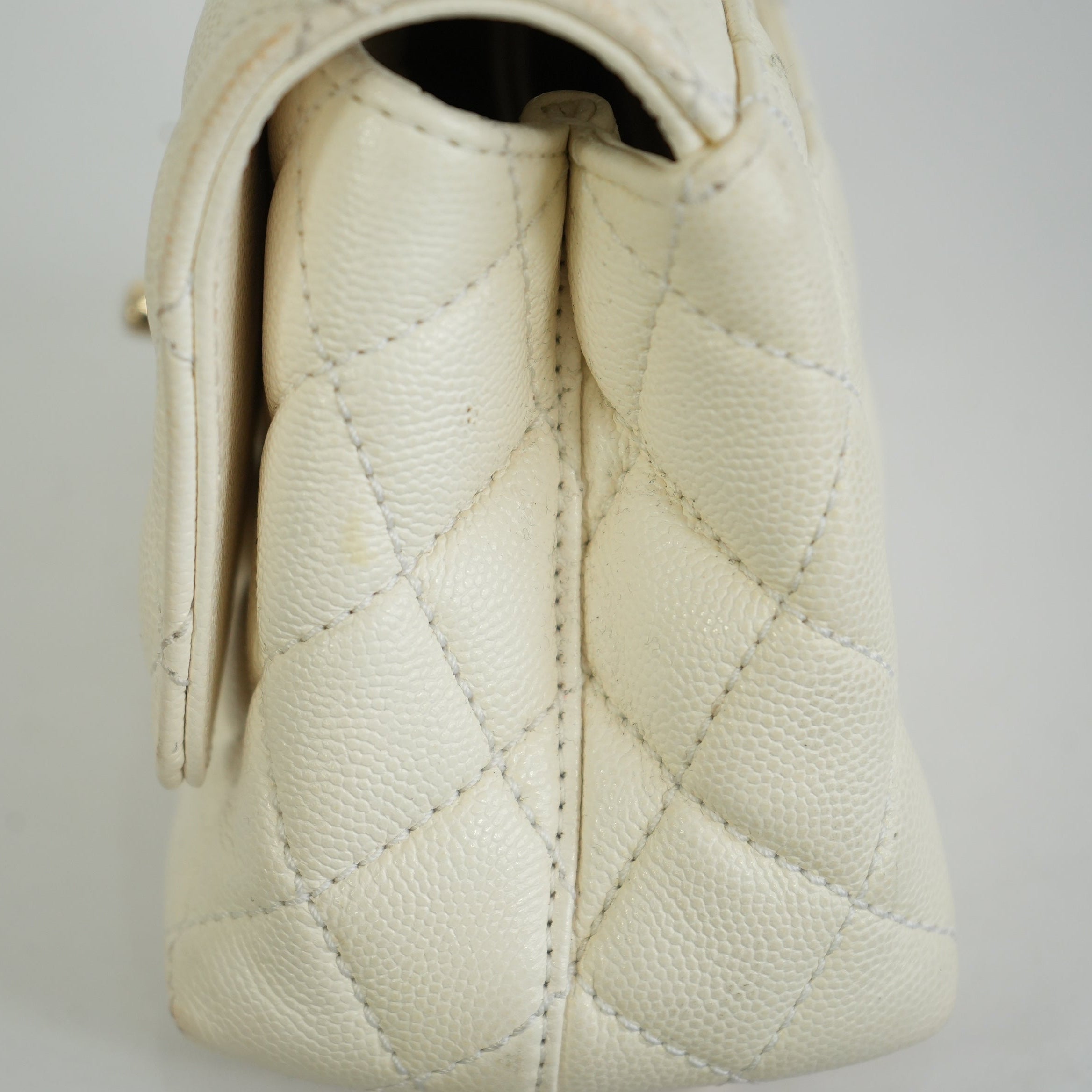 Chanel White Top Handle Caviar