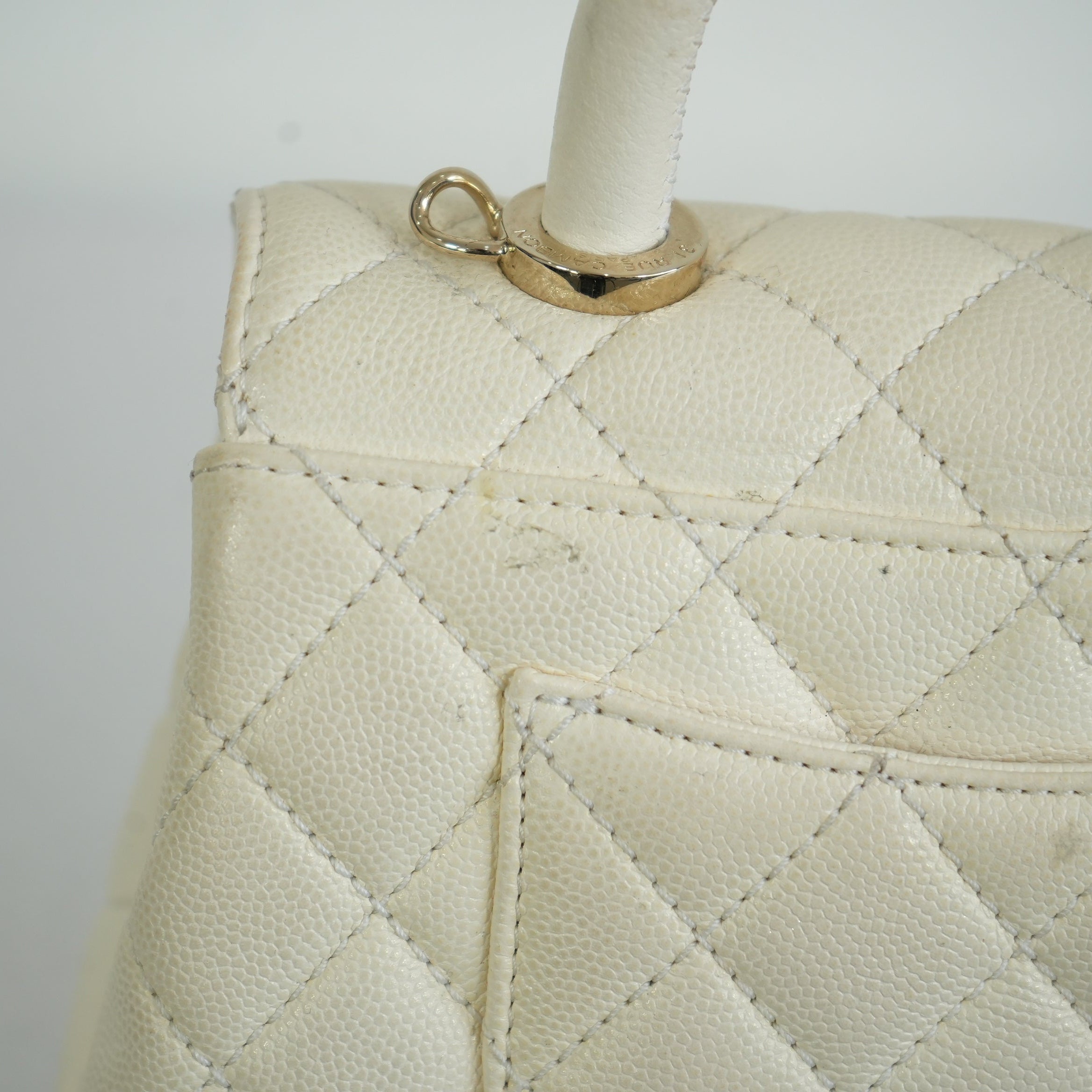 Chanel White Top Handle Caviar