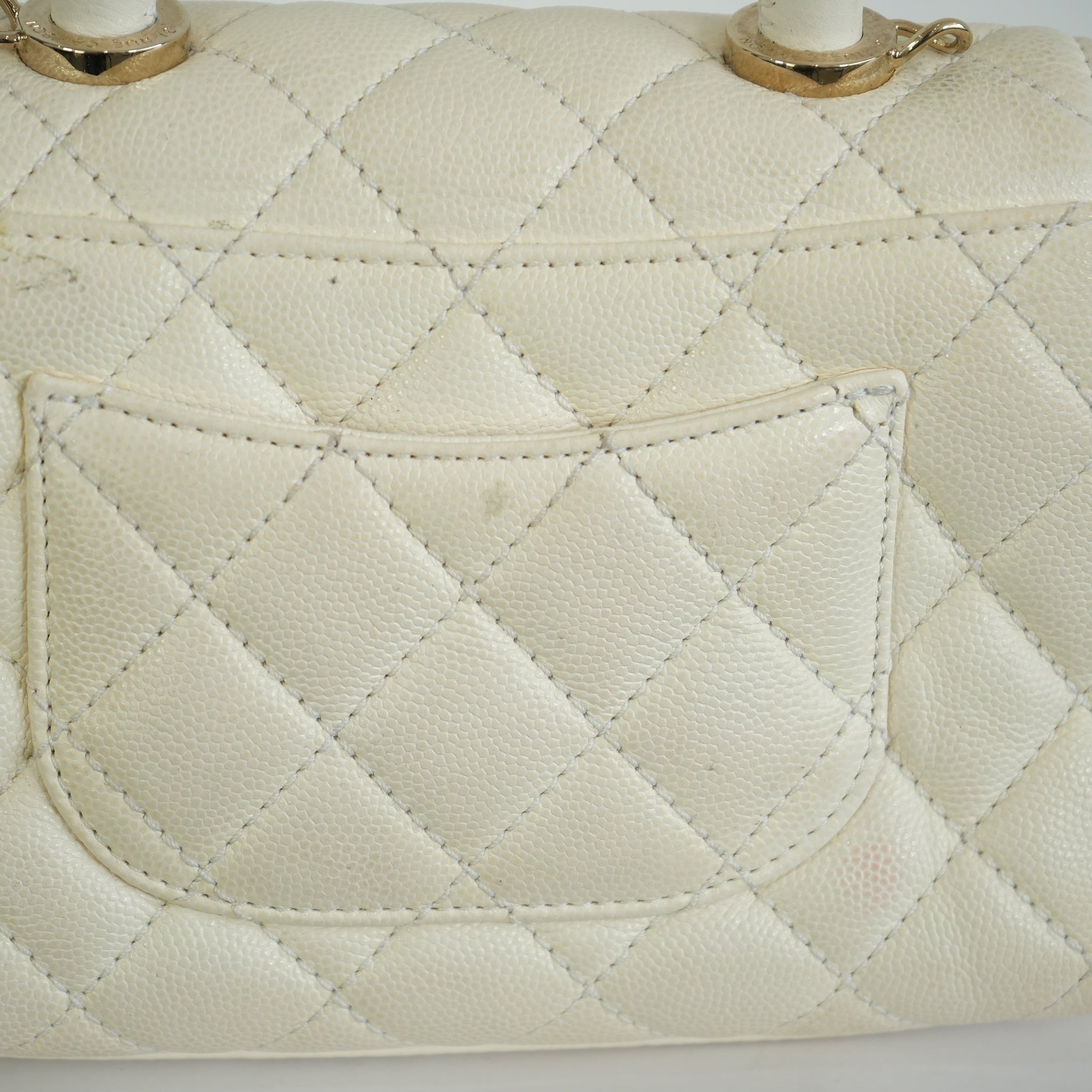 Chanel White Top Handle Caviar