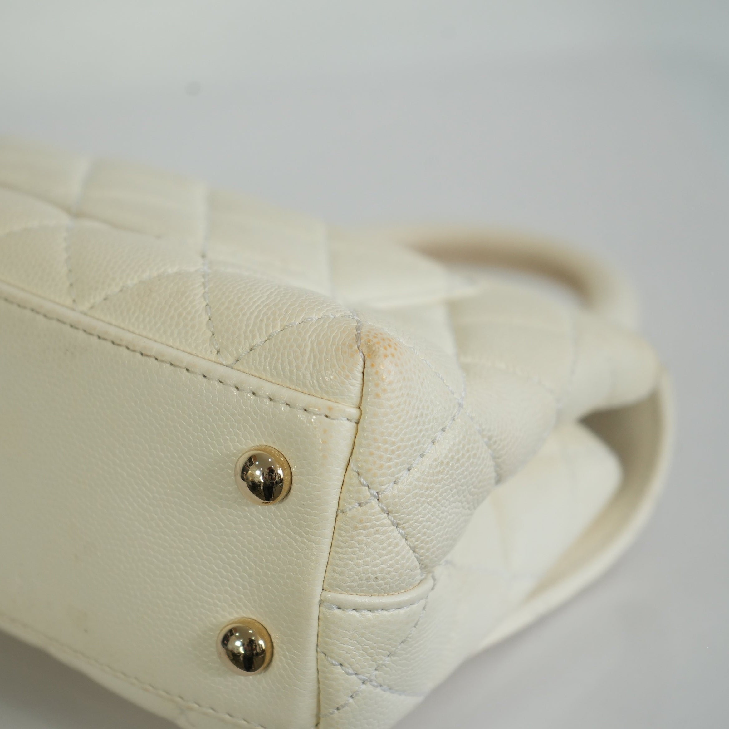 Chanel White Top Handle Caviar