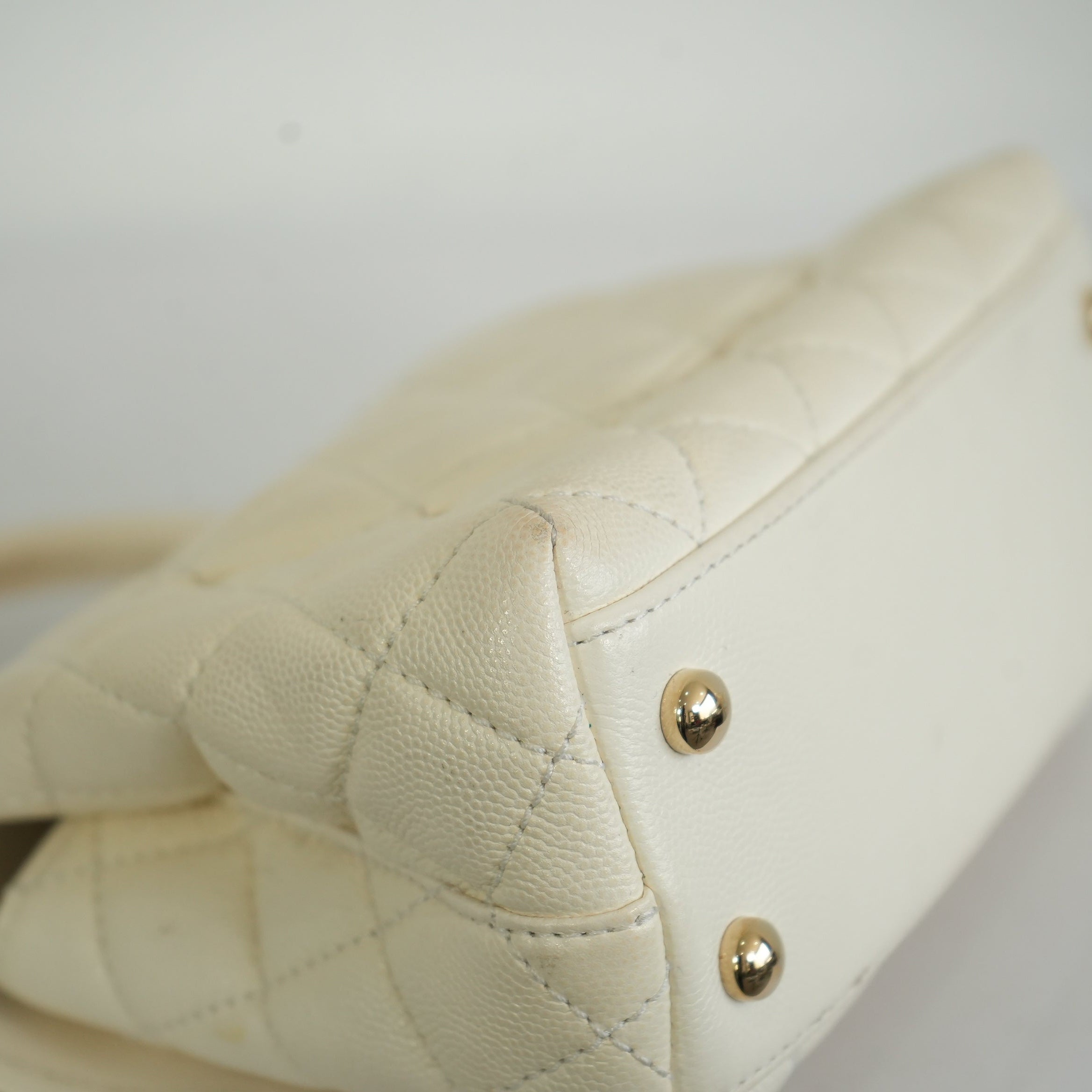Chanel White Top Handle Caviar
