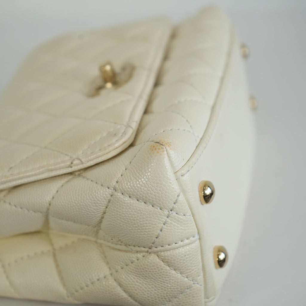 Chanel White Top Handle Caviar
