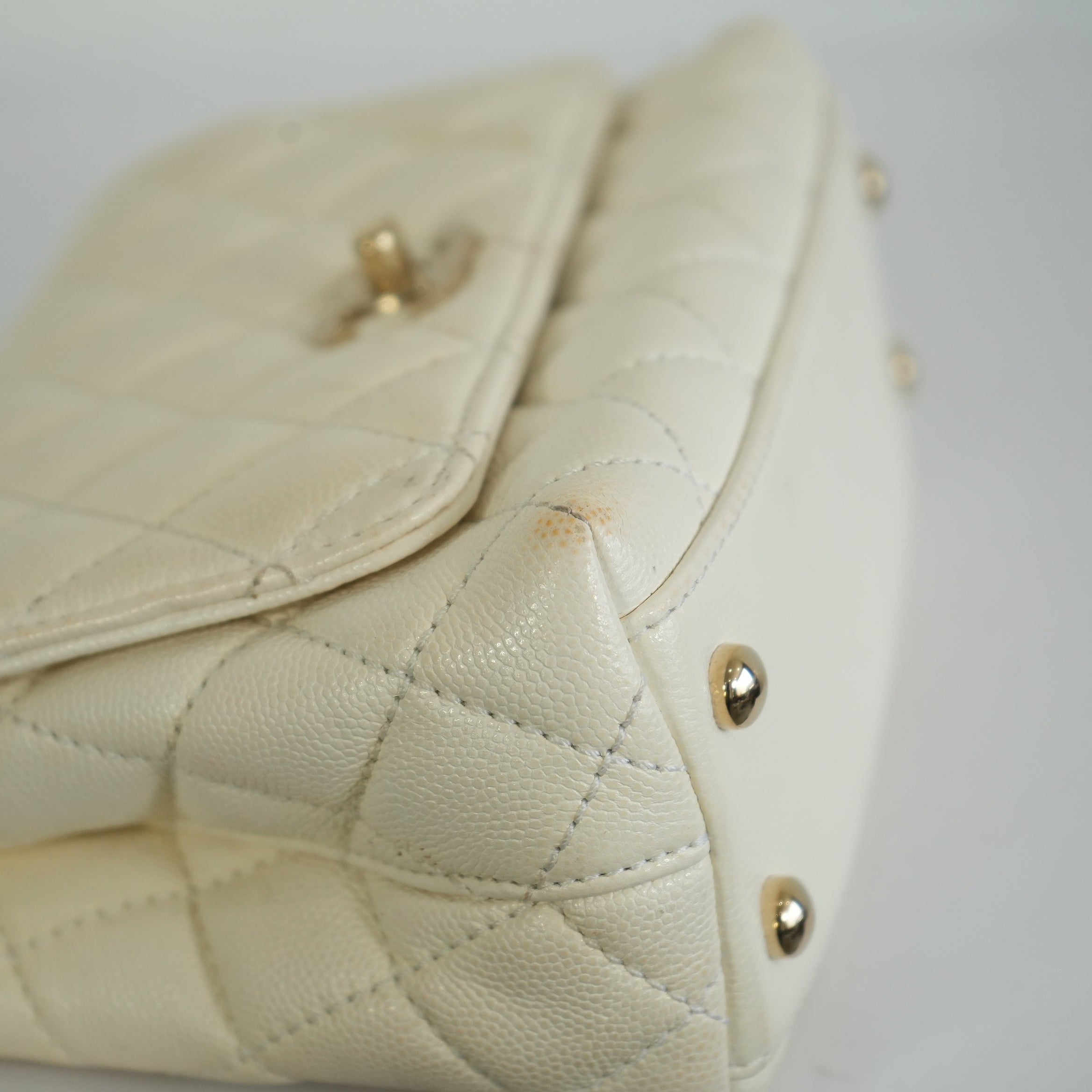 Chanel White Top Handle Caviar