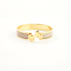 Hermes Clic H Creme/Gold Tone Enamel Hinged Bracelet Full Set