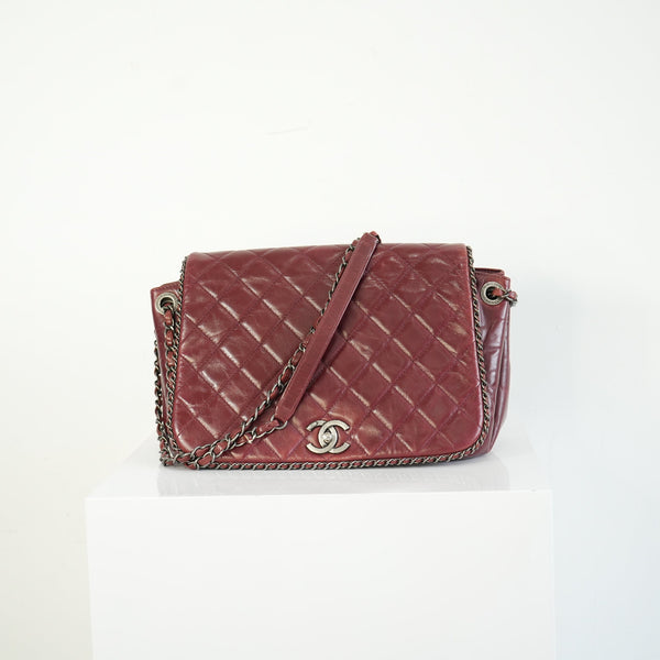 Chanel Burgandy Lambskin Quilted Bag