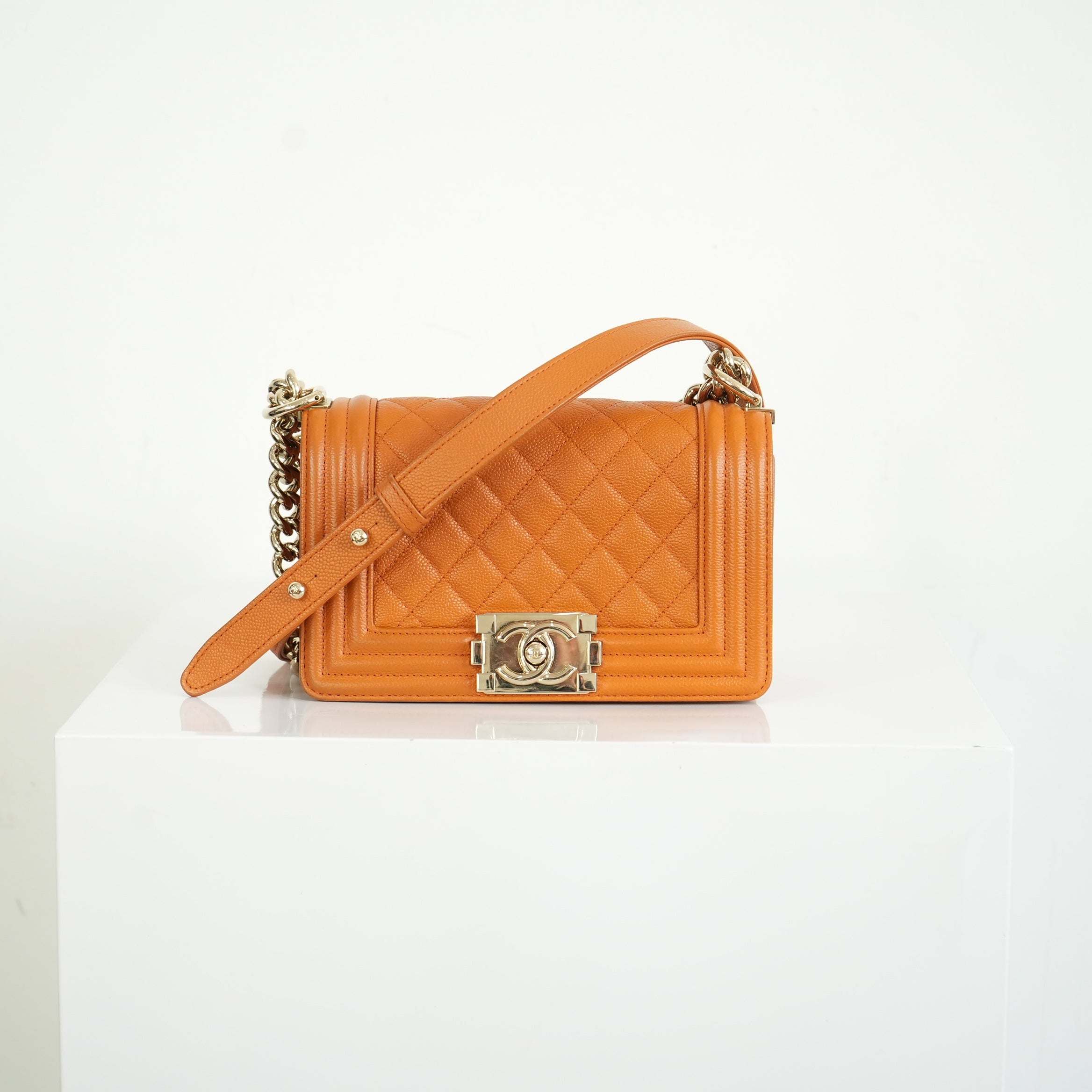 Chanel Small Brown Caviar Boy Bag