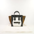 Celine Bi-Color Black, Brown & White Micro Luggage Tote W/Dustbag