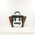 Celine Bi-Color Black, Brown & White Micro Luggage Tote W/Dustbag