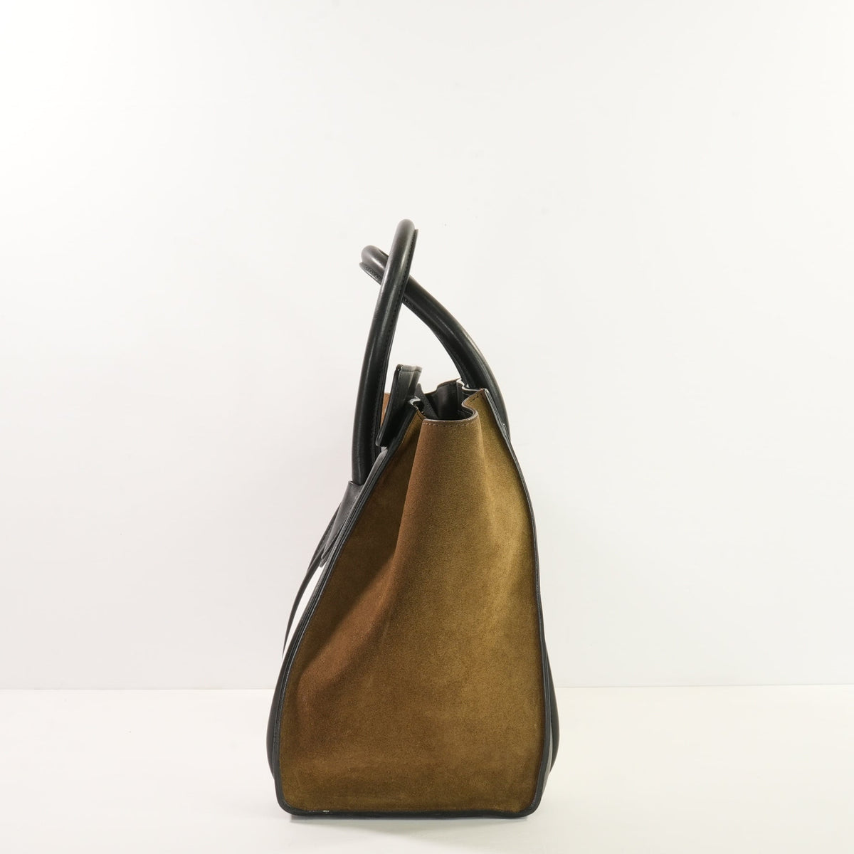 Celine Bi-Color Black, Brown & White Micro Luggage Tote W/Dustbag