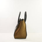 Celine Bi-Color Black, Brown & White Micro Luggage Tote W/Dustbag
