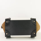 Celine Bi-Color Black, Brown & White Micro Luggage Tote W/Dustbag