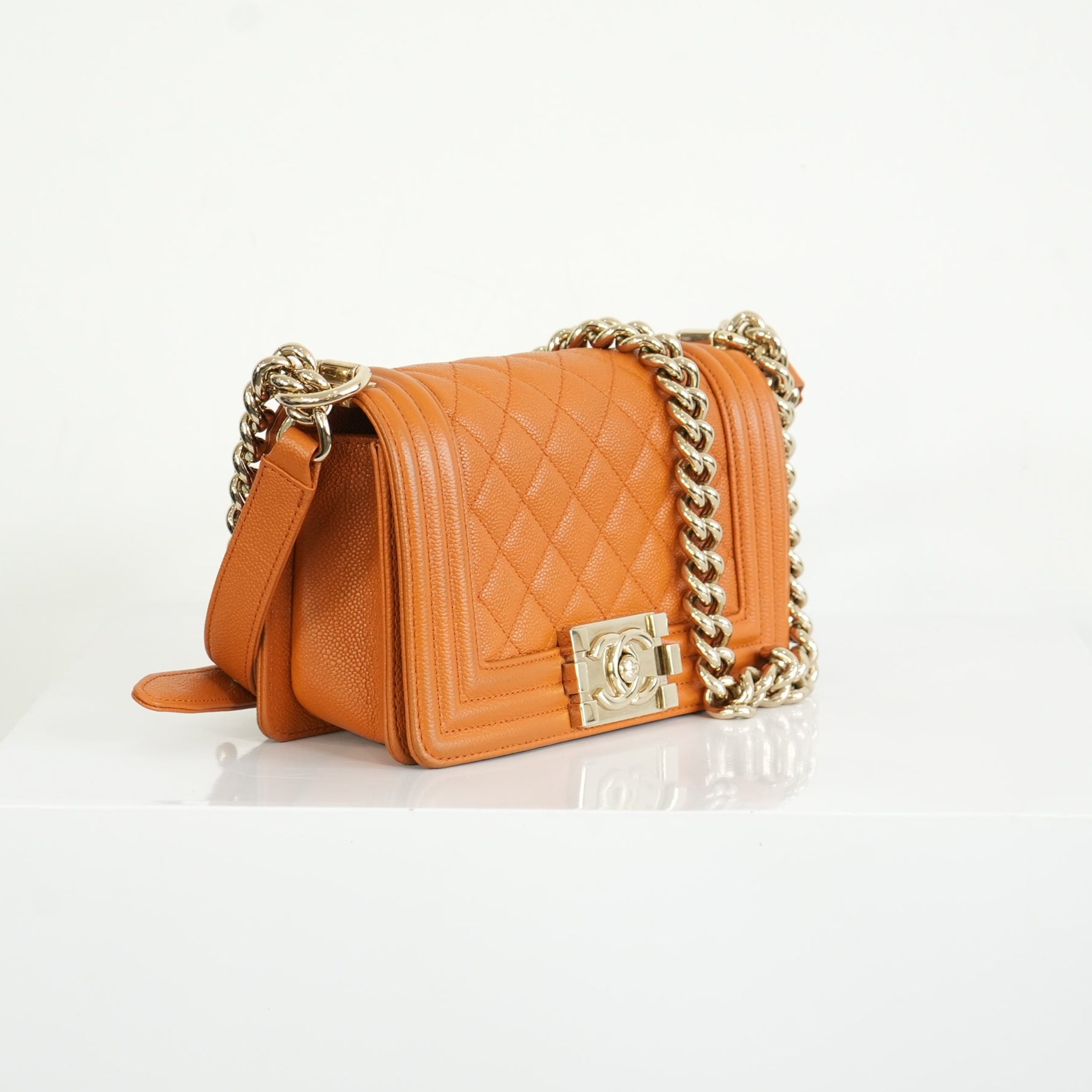 Chanel Small Brown Caviar Boy Bag