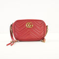 Gucci GG Marmont Small Matelasse in Red Leather Camera Bag Crossbody