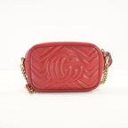 Gucci GG Marmont Small Matelasse in Red Leather Camera Bag Crossbody