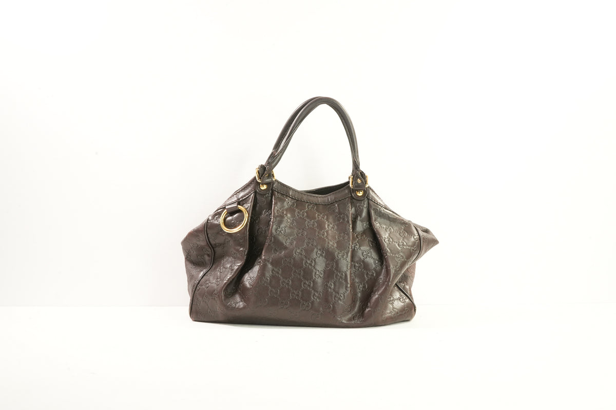 Gucci Tote Bag Microguccissima Dark Brown With Long Wallet (Dust Bag)