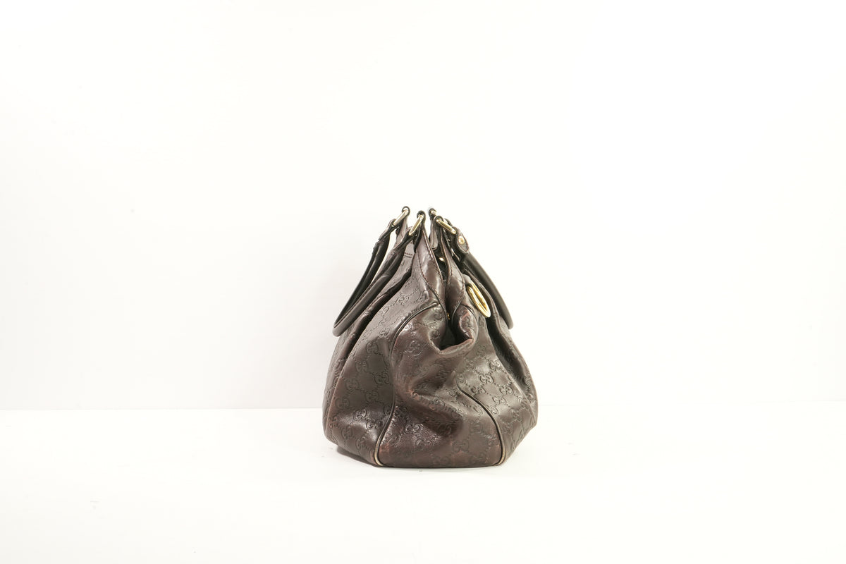 Gucci Tote Bag Microguccissima Dark Brown With Long Wallet (Dust Bag)