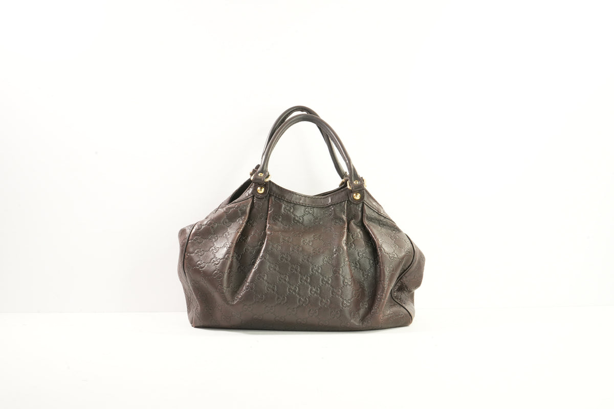 Gucci Tote Bag Microguccissima Dark Brown With Long Wallet (Dust Bag)