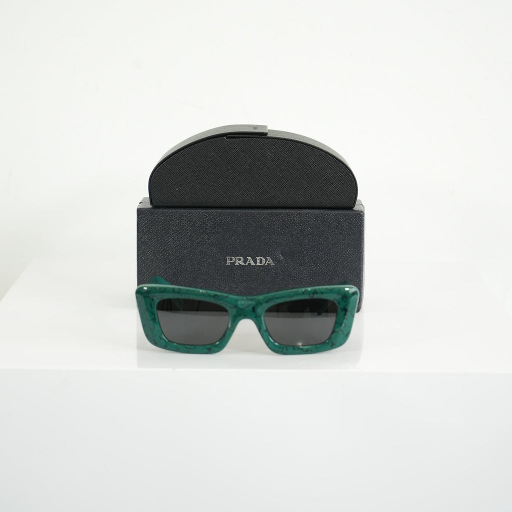 Prada SPR 13Z Green Marble Acetate Finish Sunglasses FULL SET