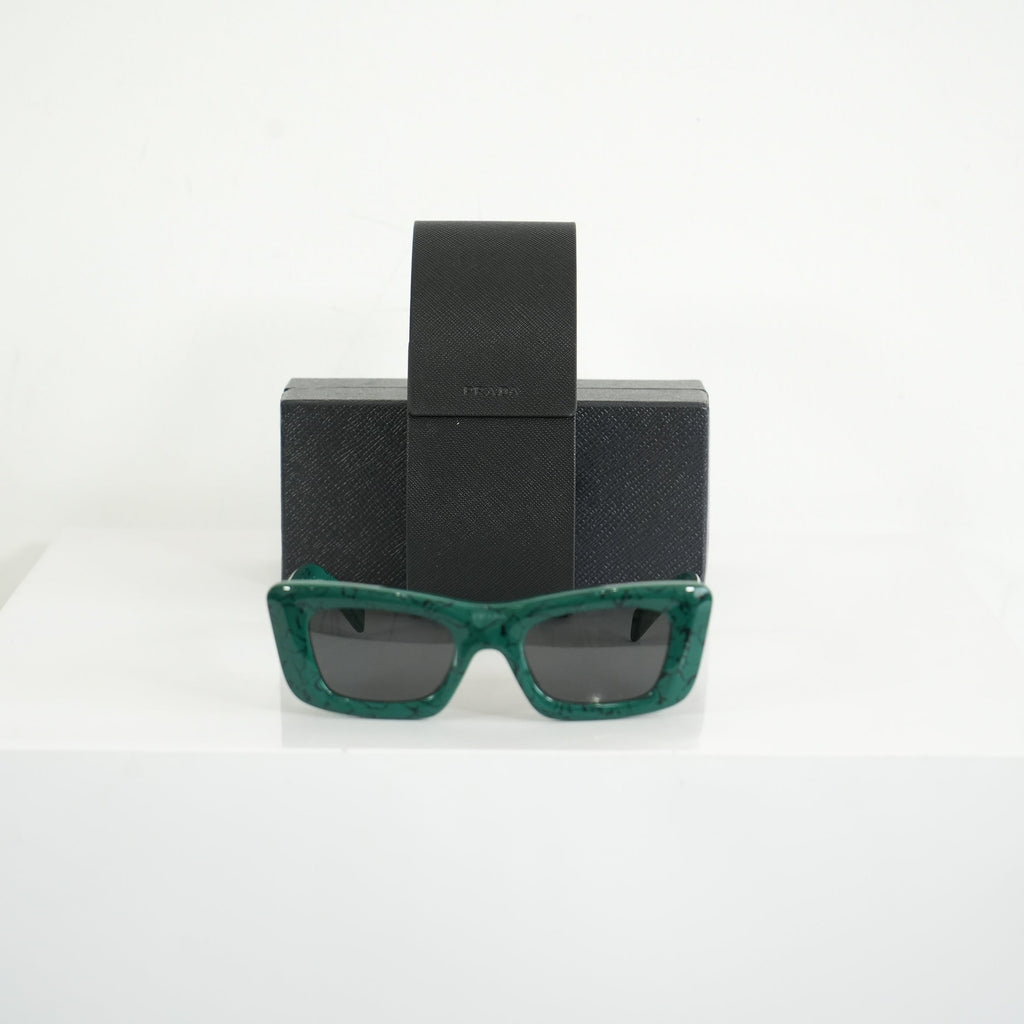 Prada SPR 13Z Green Marble Acetate Finish Sunglasses FULL SET