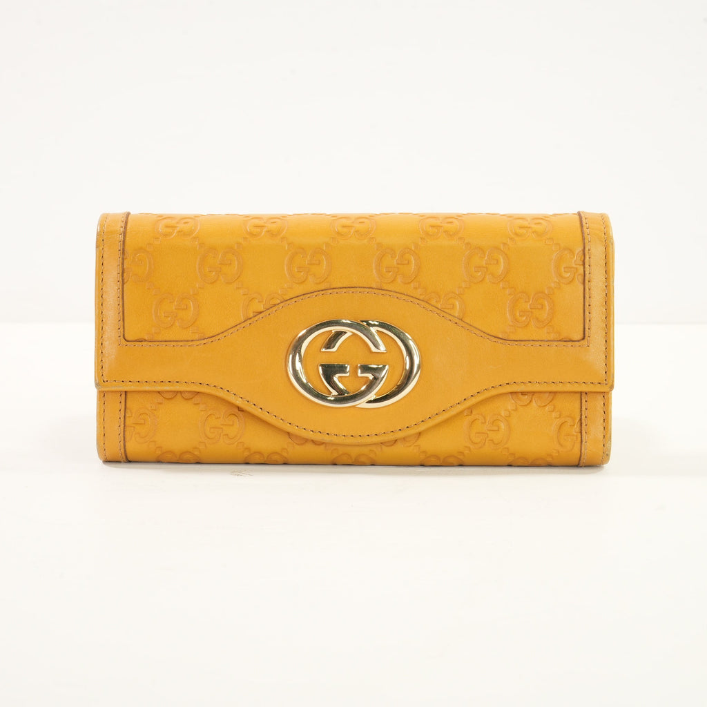 Gucci Guccissima Sukey Continental Wallet  in Yellow Leather