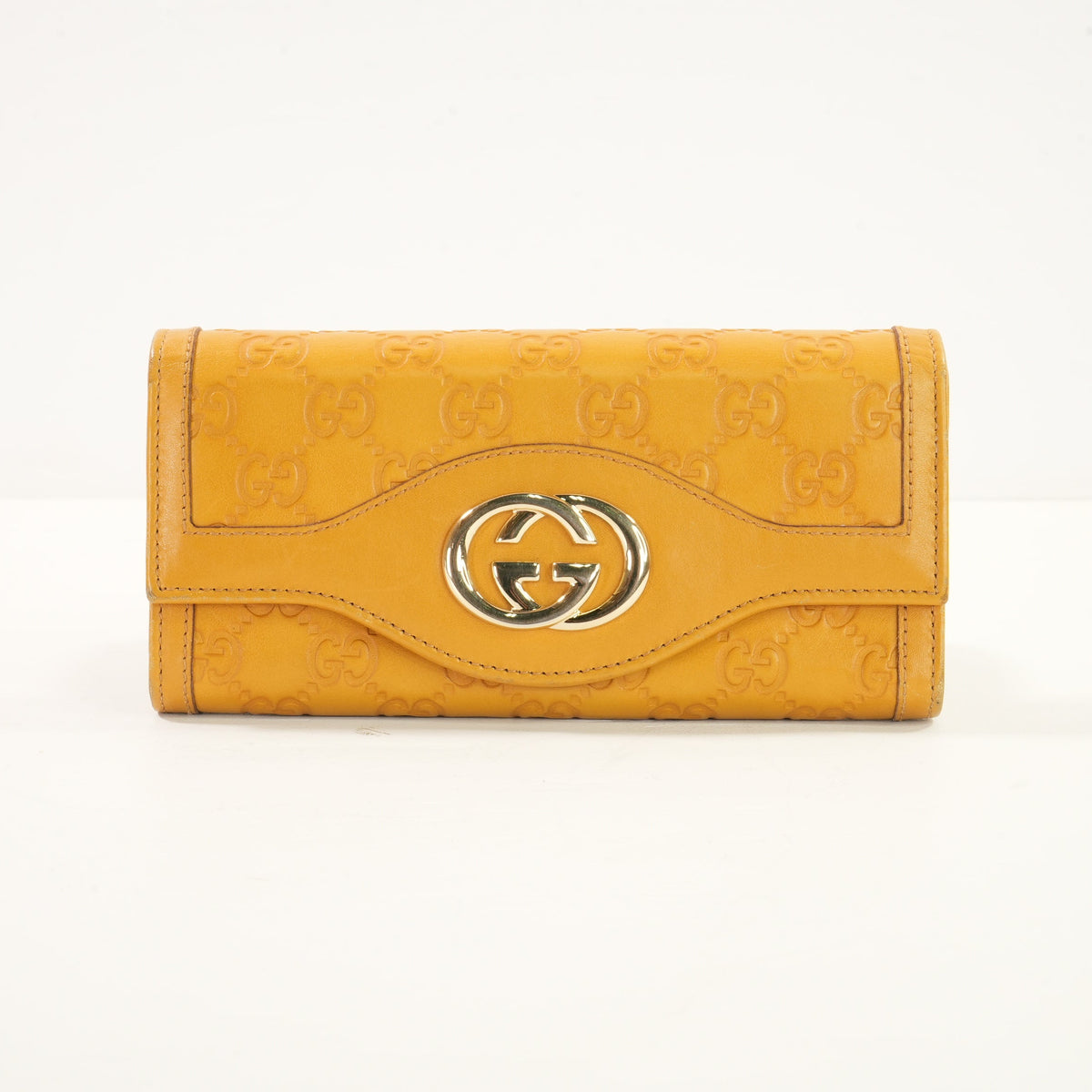 Gucci Guccissima Sukey Continental Wallet  in Yellow Leather