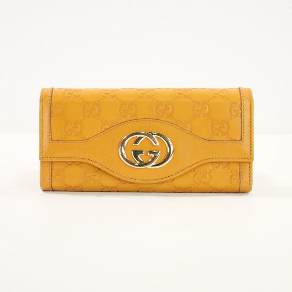 Gucci Guccissima Sukey Continental Wallet  in Yellow Leather