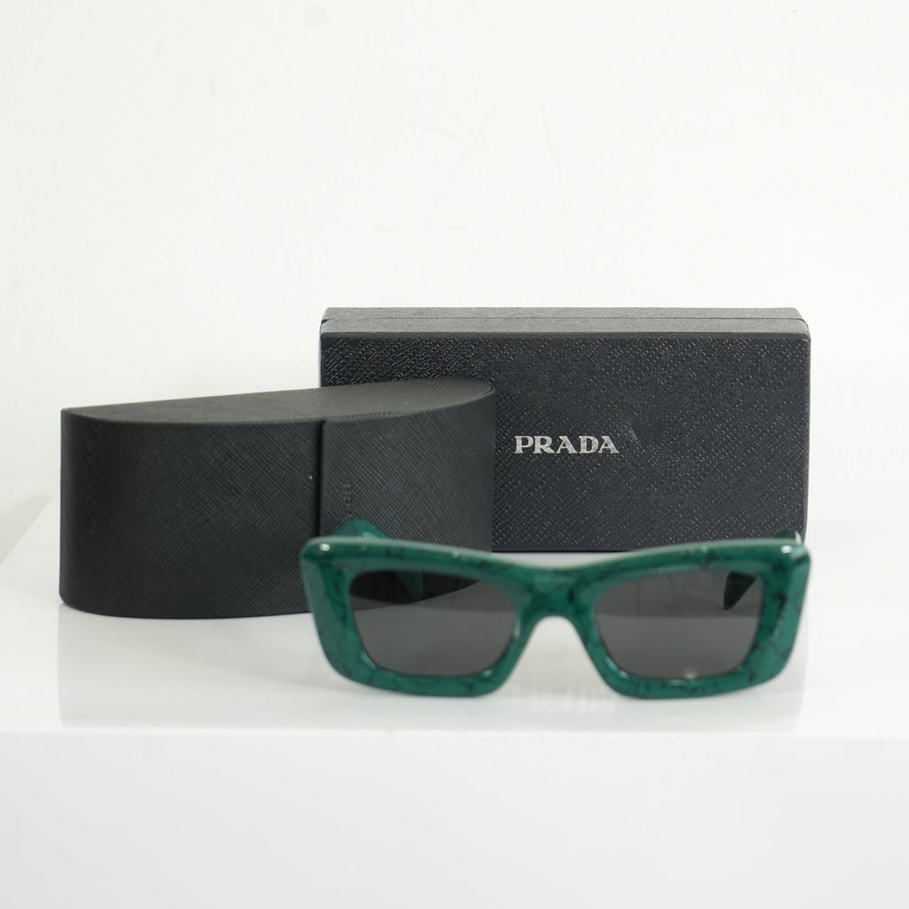Prada SPR 13Z Green Marble Acetate Finish Sunglasses FULL SET