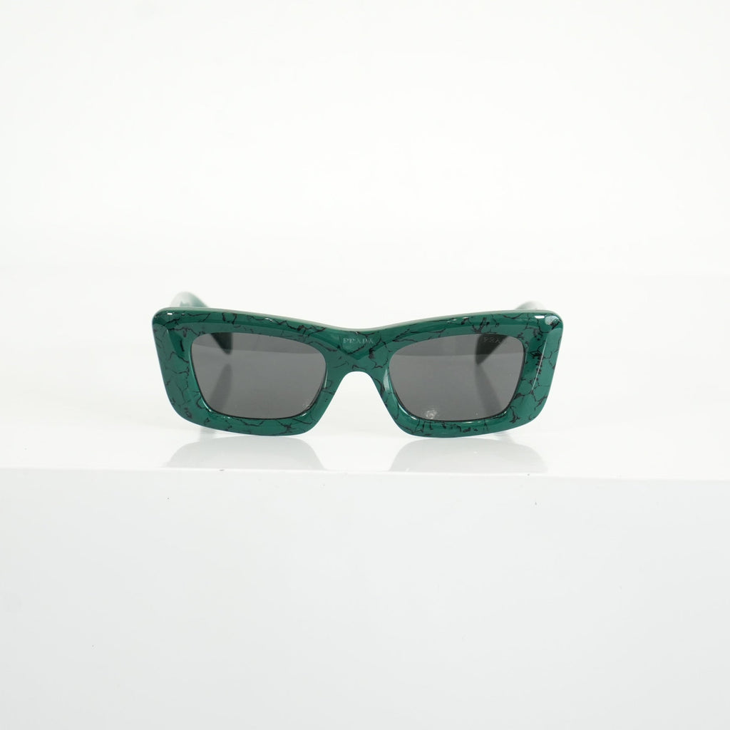 Prada SPR 13Z Green Marble Acetate Finish Sunglasses FULL SET