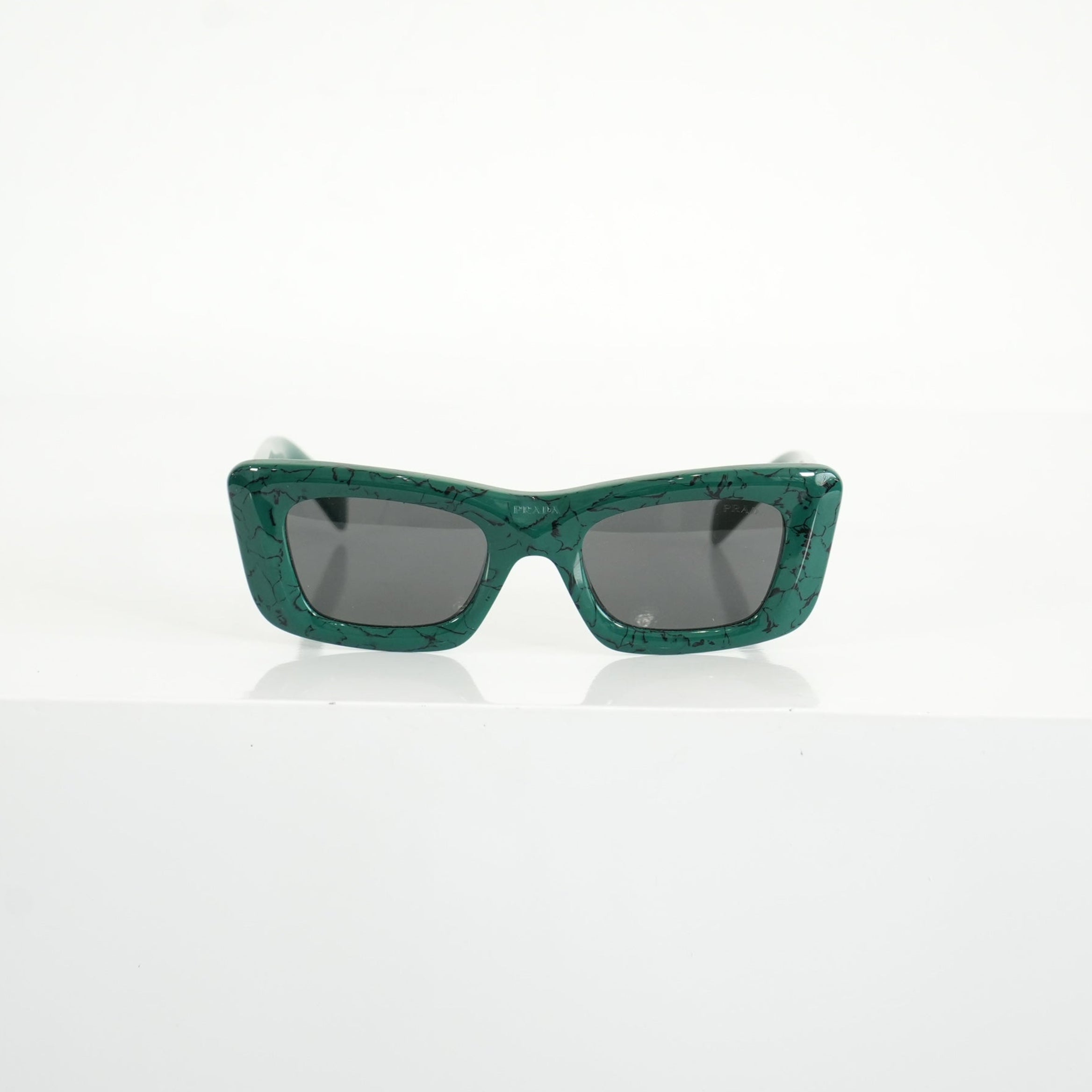Prada SPR 13Z Green Marble Acetate Finish Sunglasses FULL SET