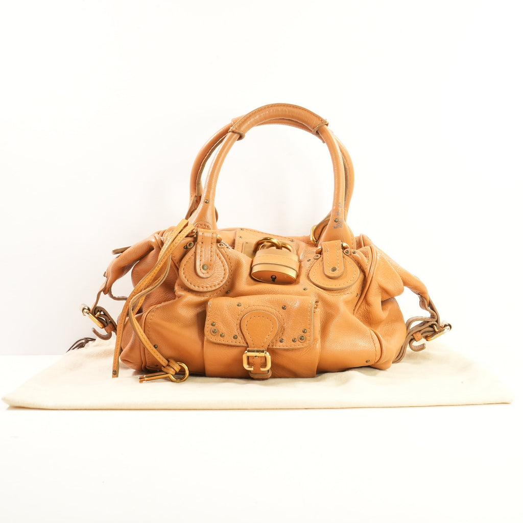 Chloe Paddington Medium Leather Handbag Rare Brown Whiskey Padlock & Key (Dust Bag)