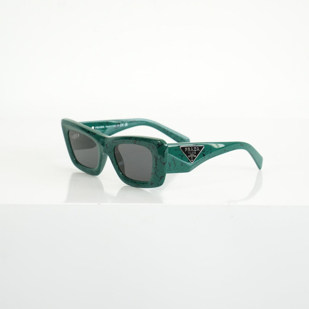 Prada SPR 13Z Green Marble Acetate Finish Sunglasses FULL SET