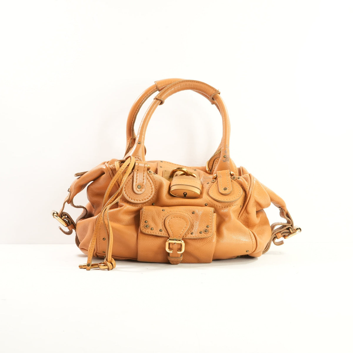 Chloe Paddington Medium Leather Handbag Rare Brown Whiskey Padlock & Key (Dust Bag)