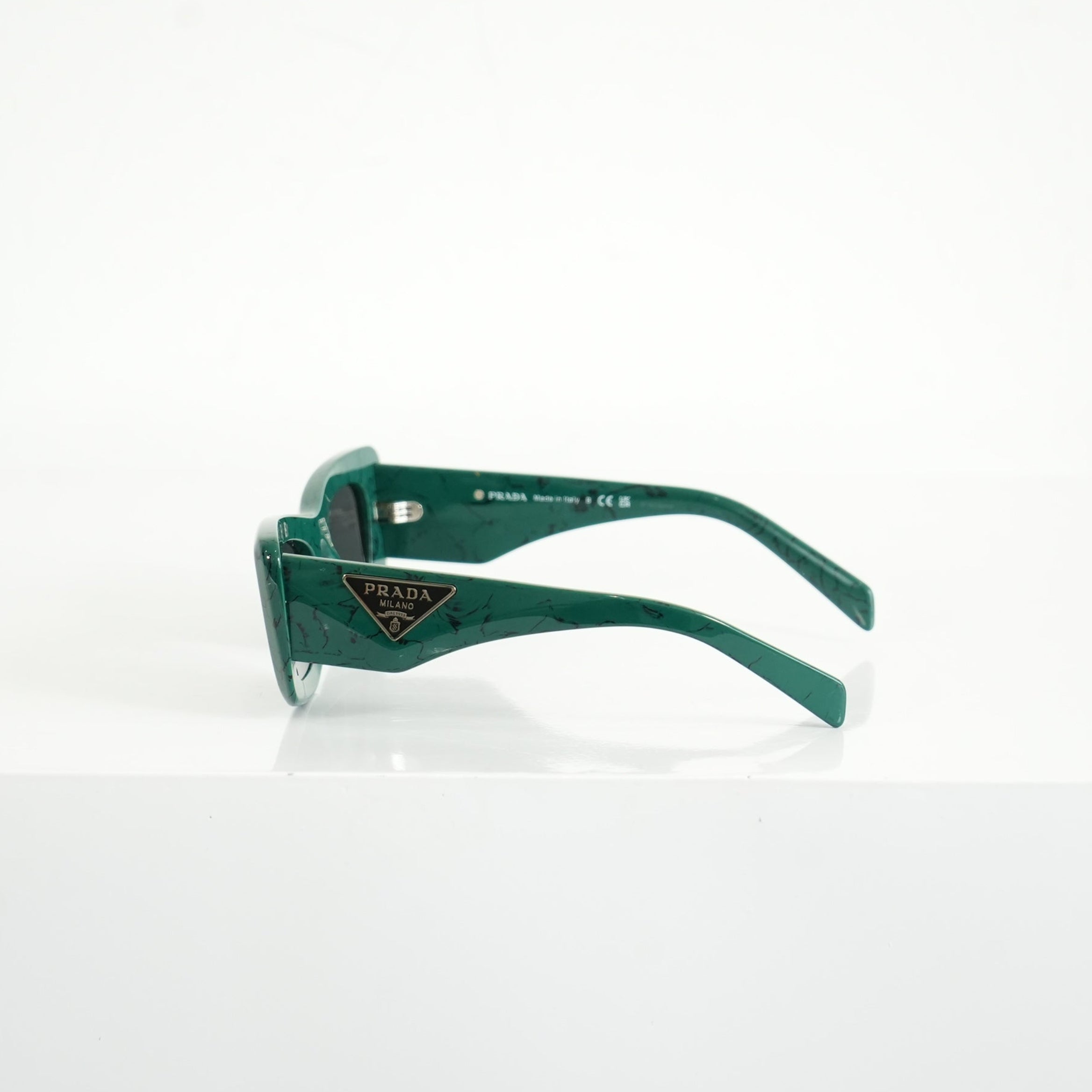 Prada SPR 13Z Green Marble Acetate Finish Sunglasses FULL SET