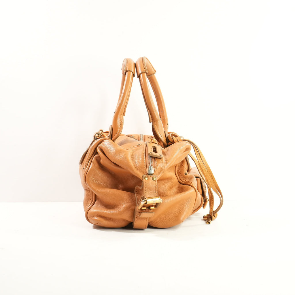 Chloe Paddington Medium Leather Handbag Rare Brown Whiskey Padlock & Key (Dust Bag)
