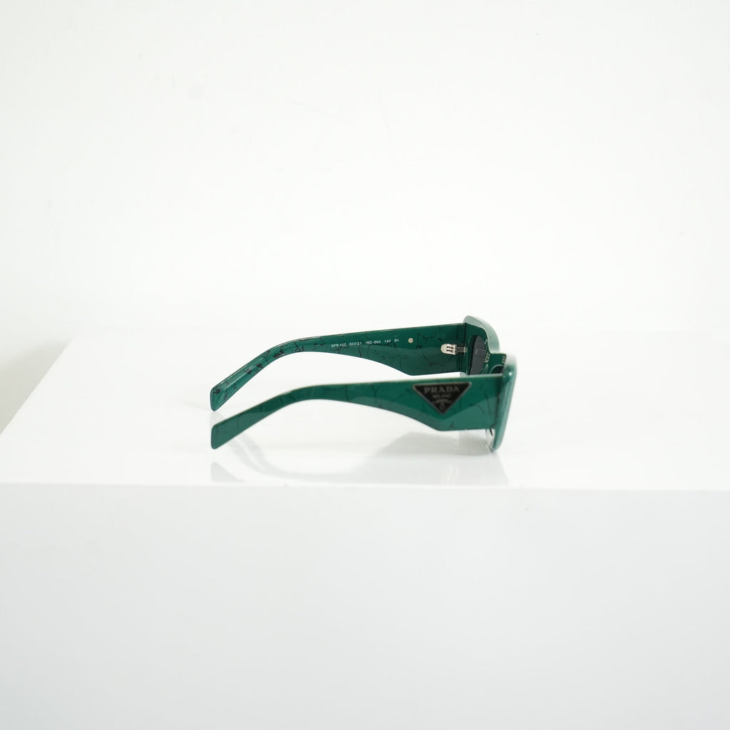 Prada SPR 13Z Green Marble Acetate Finish Sunglasses FULL SET