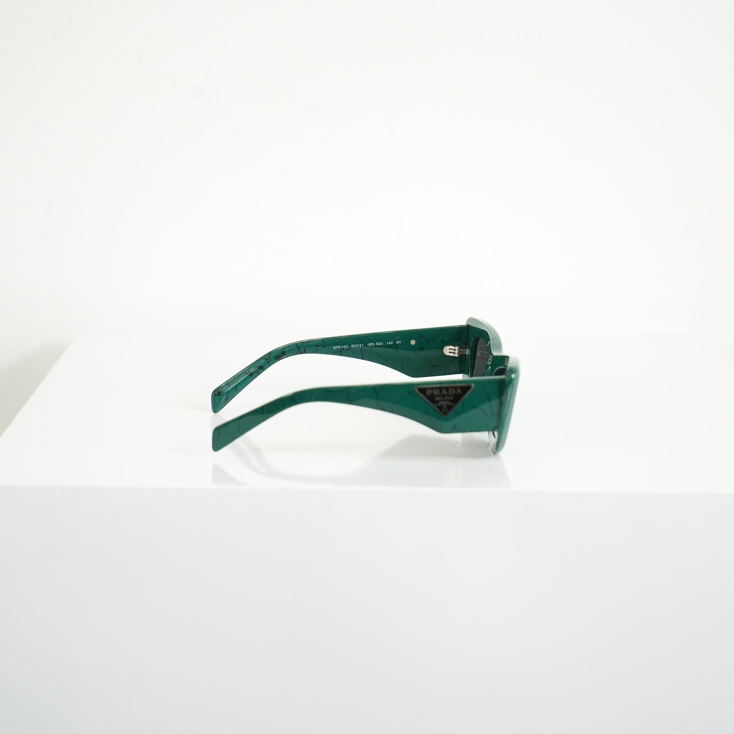 Prada SPR 13Z Green Marble Acetate Finish Sunglasses FULL SET