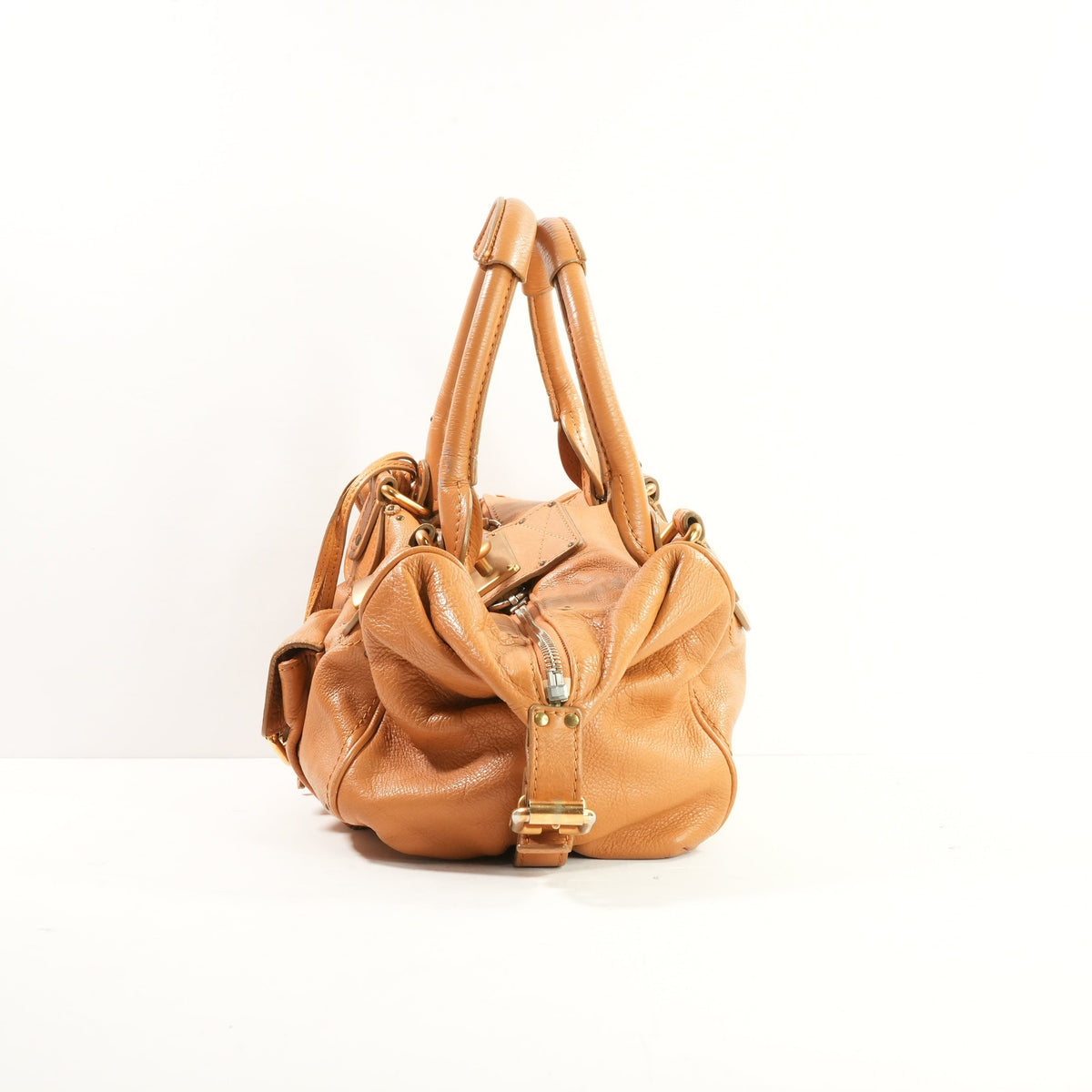 Chloe Paddington Medium Leather Handbag Rare Brown Whiskey Padlock & Key (Dust Bag)
