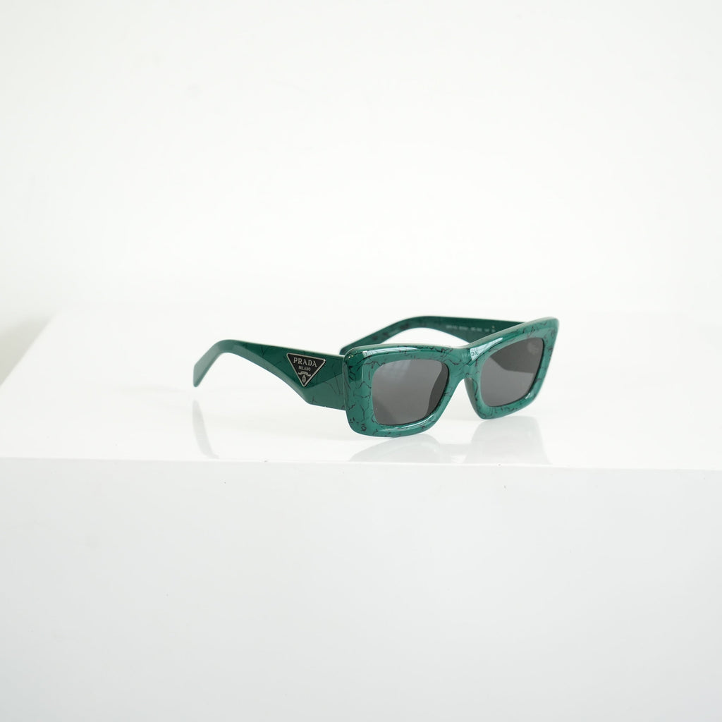 Prada SPR 13Z Green Marble Acetate Finish Sunglasses FULL SET