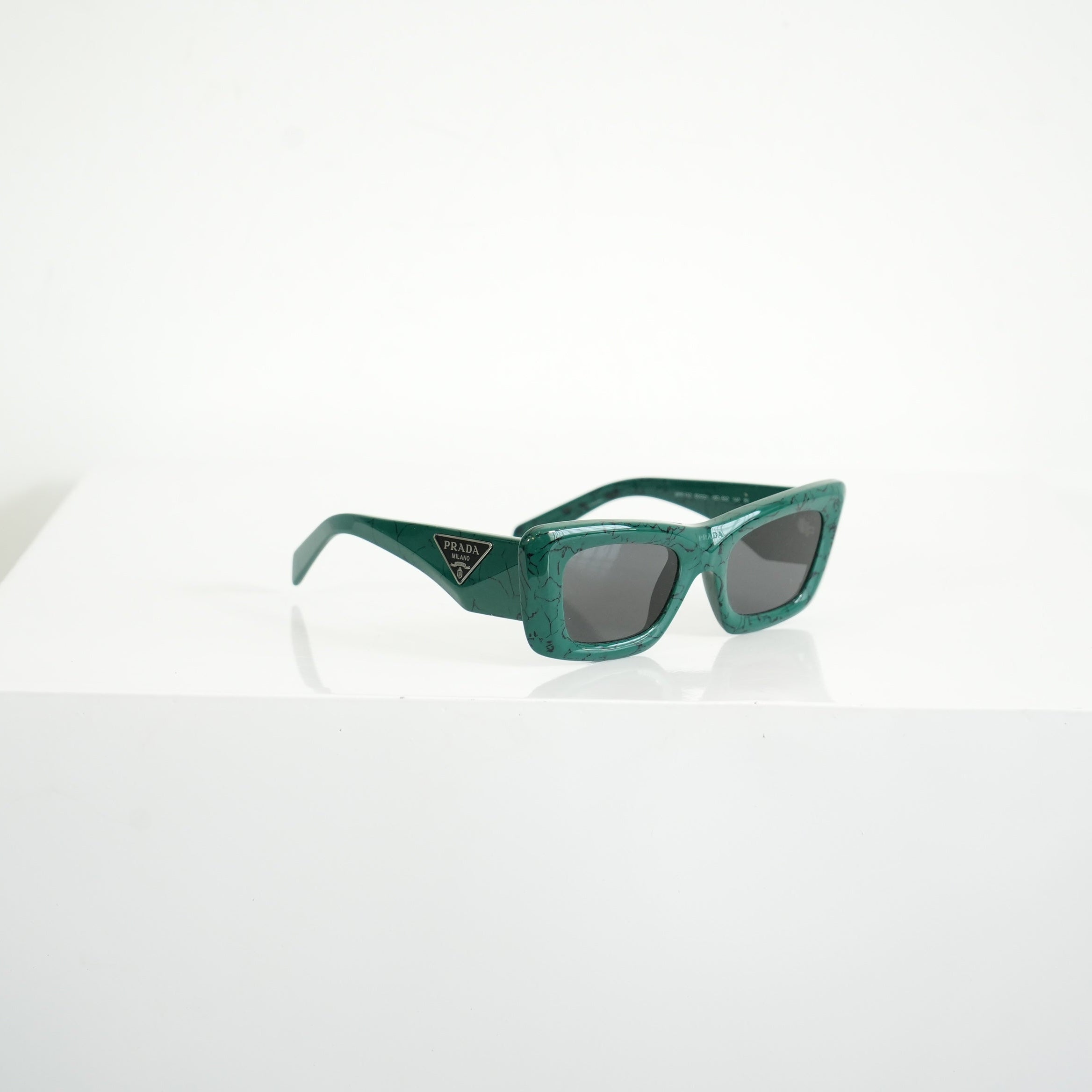 Prada SPR 13Z Green Marble Acetate Finish Sunglasses FULL SET