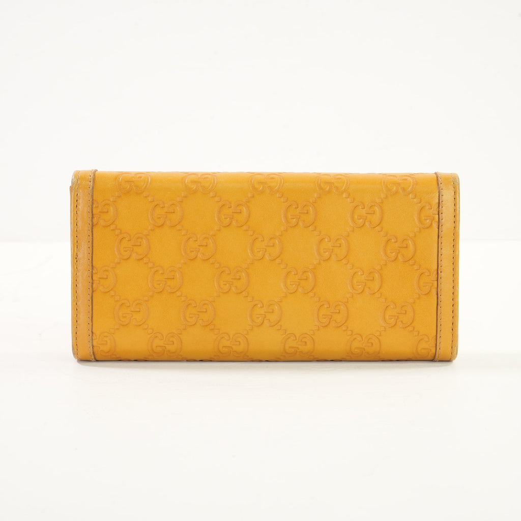Gucci Guccissima Sukey Continental Wallet  in Yellow Leather