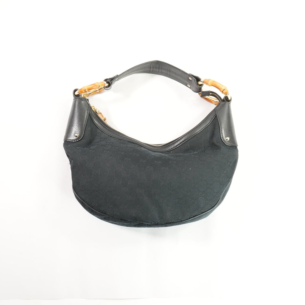 Gucci Women's One Shoulder Hobo Canvas Leather Black