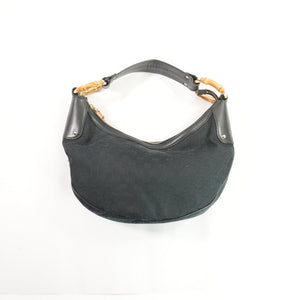 Gucci Women's One Shoulder Hobo Canvas Leather Black