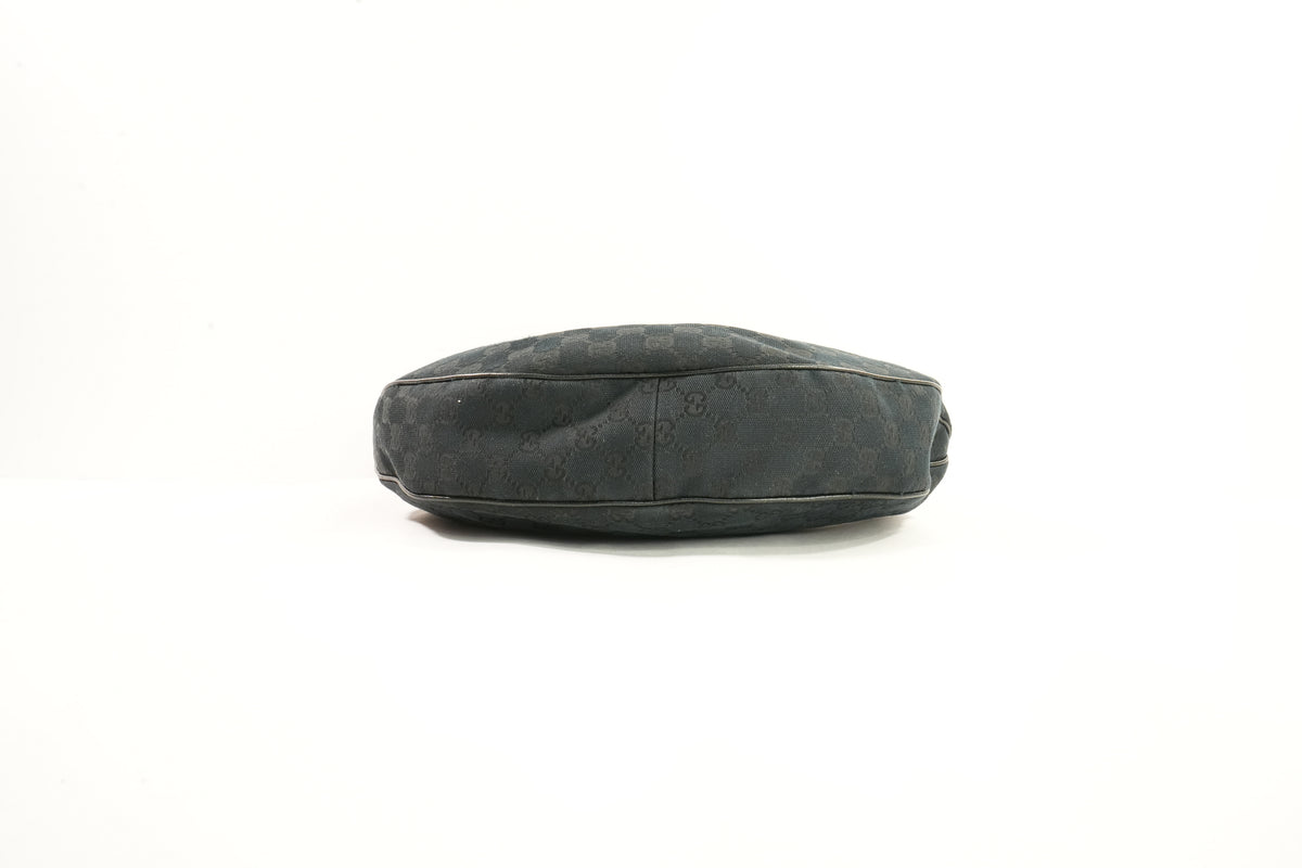 Gucci Women's One Shoulder Hobo Canvas Leather Black