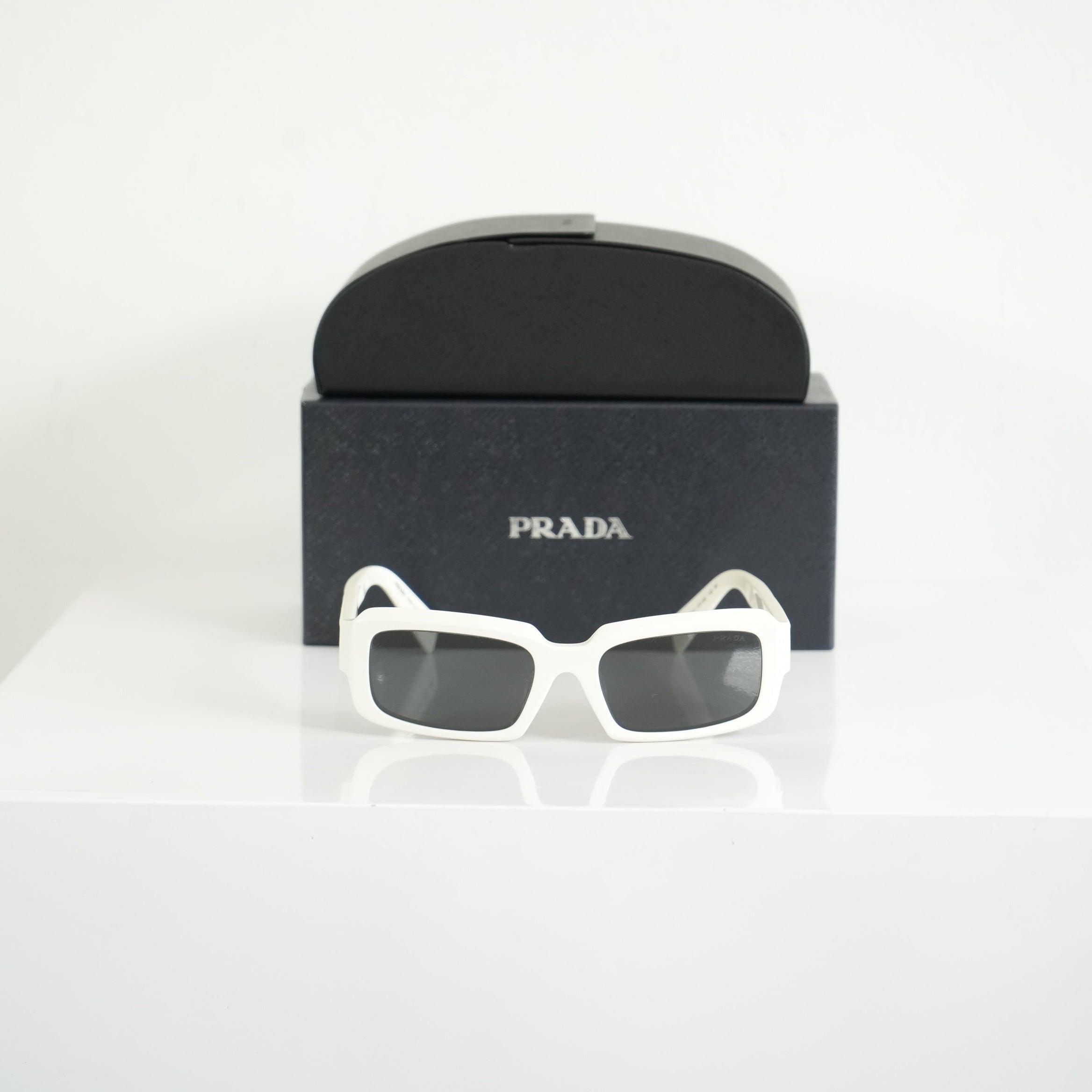 Prada SPR 27Z-F Geometric White Sunglasses FULL SET