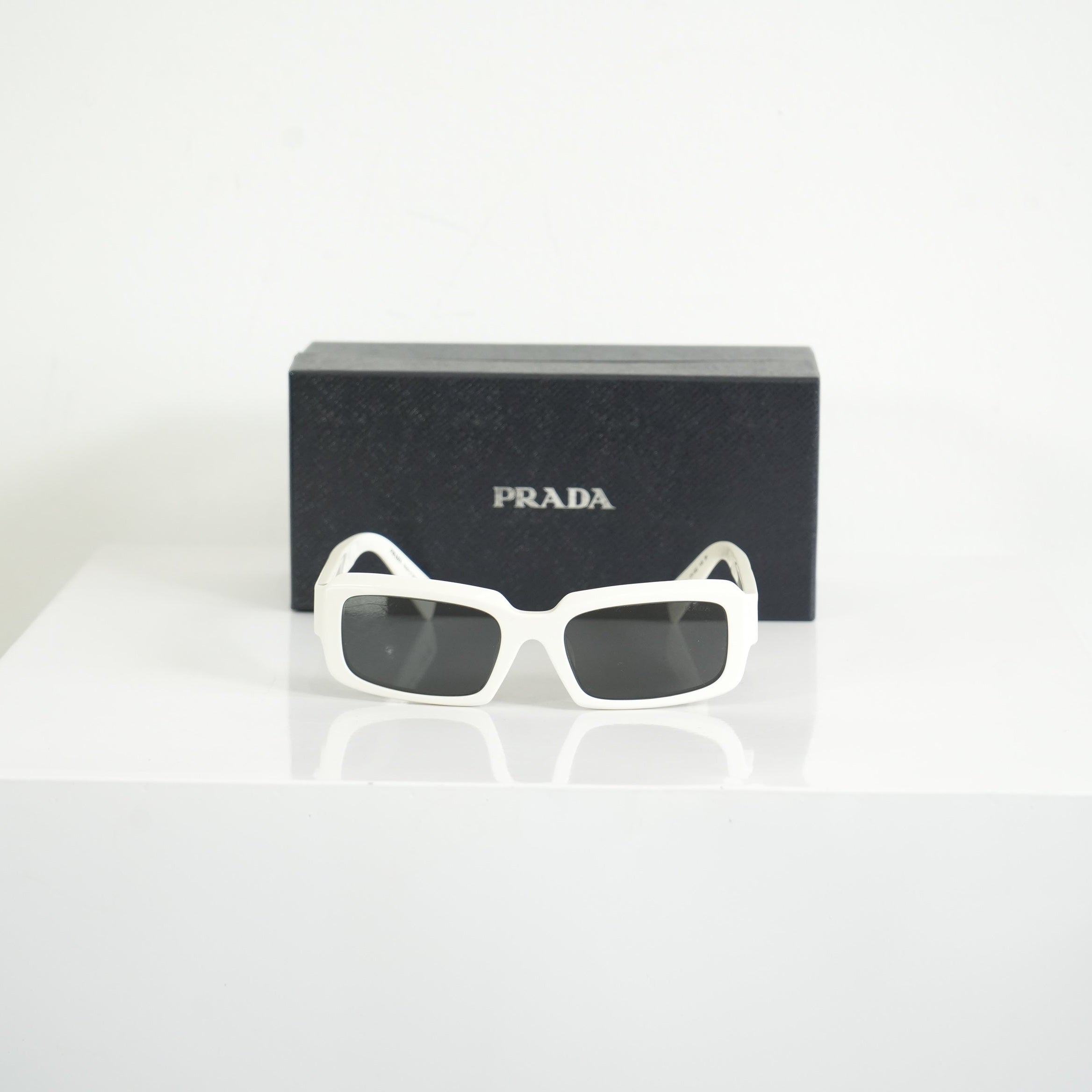Prada SPR 27Z-F Geometric White Sunglasses FULL SET