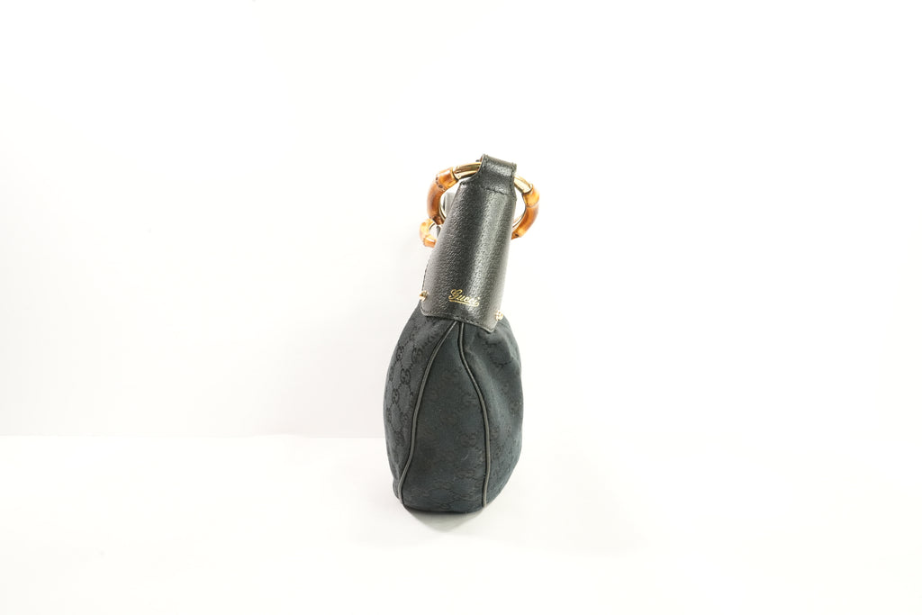 Gucci Women's One Shoulder Hobo Canvas Leather Black
