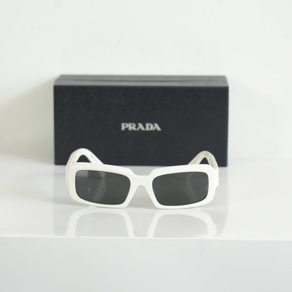 Prada SPR 27Z-F Geometric White Sunglasses FULL SET